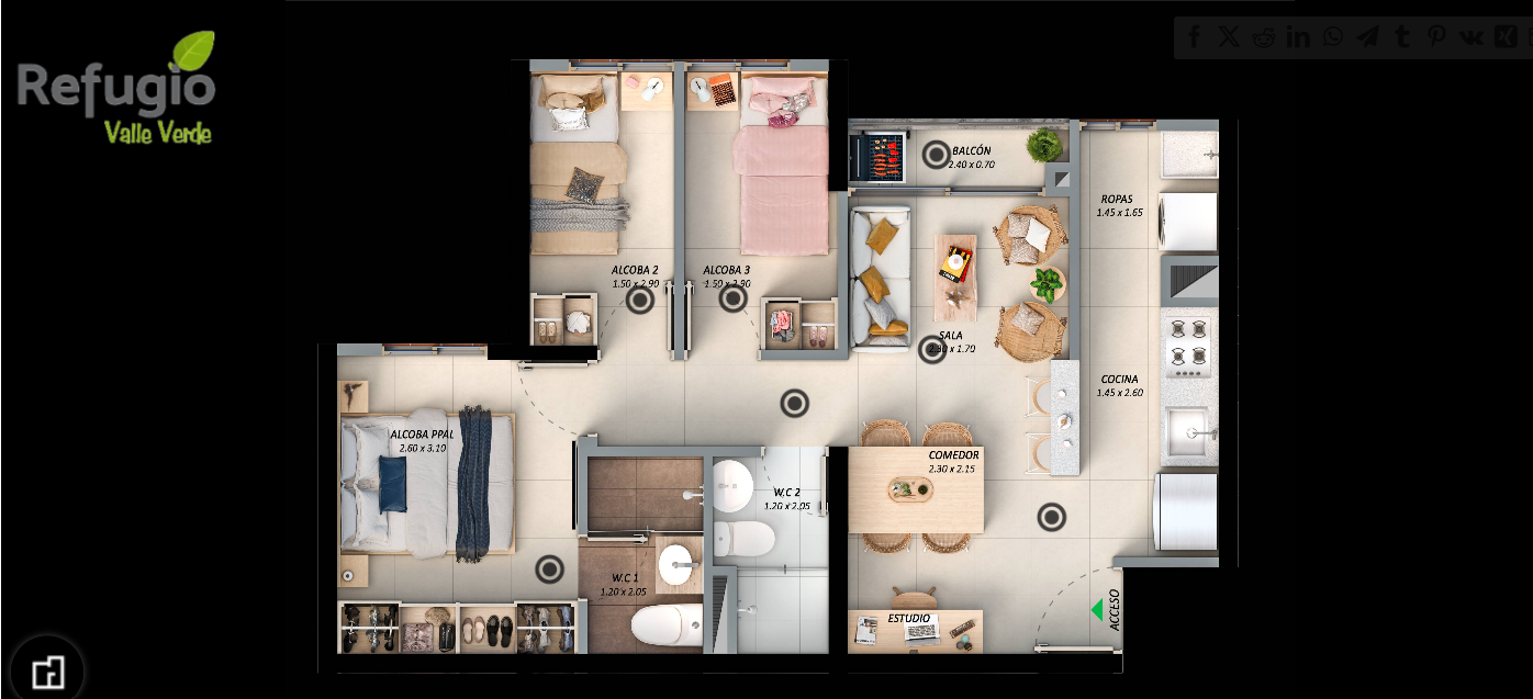 3 Habitaciones Habitaciones, ,2 BathroomsBathrooms,Apartamento,En Venta,1154
